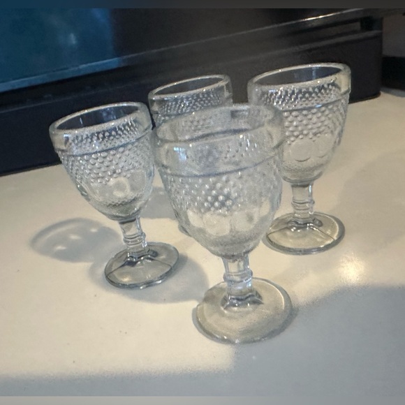 Vintage Indiana Glass Co 4 Dewdrop & Rain Drop Glasses Stemware Cordials Sherry - Picture 6 of 6